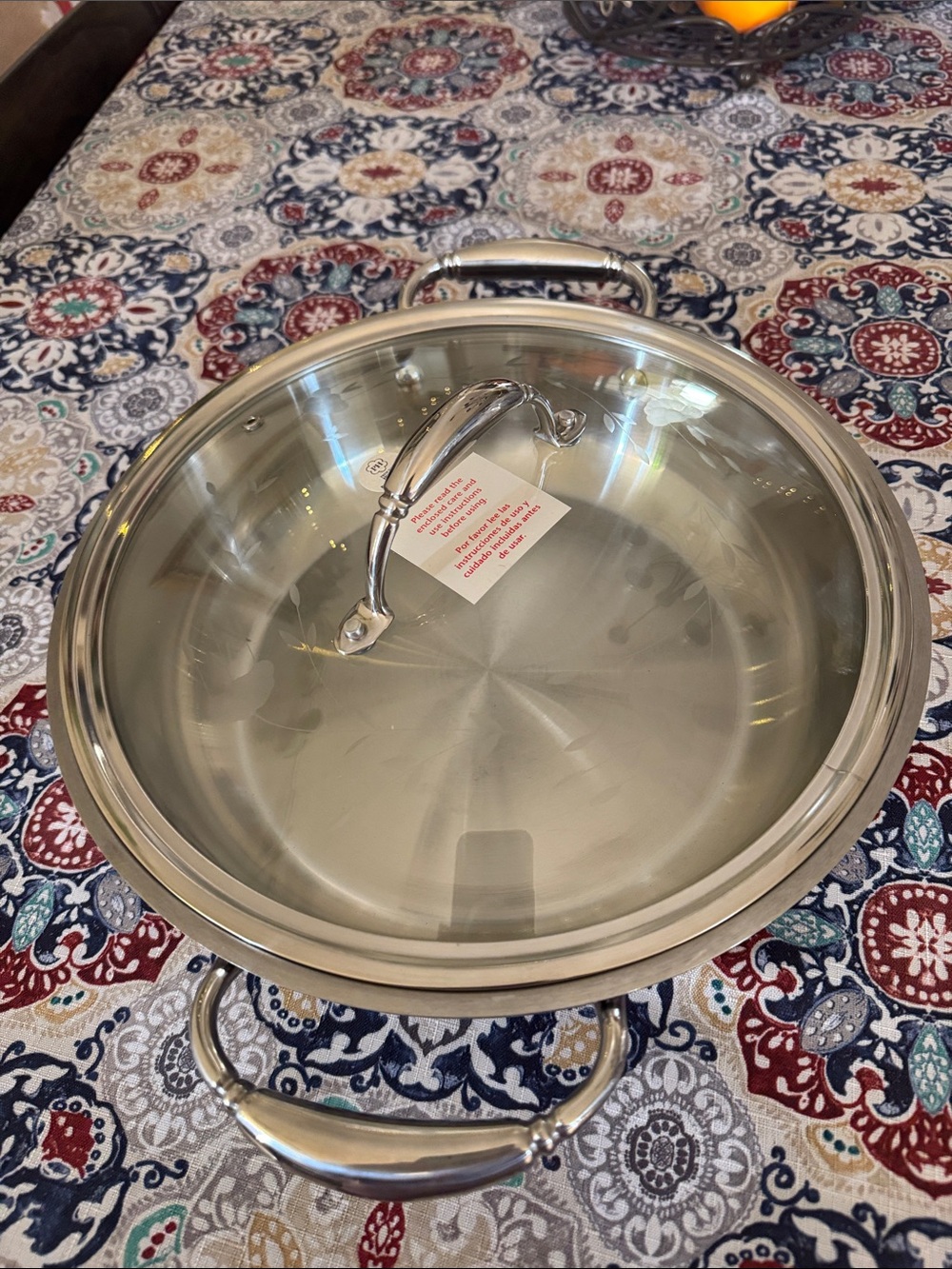 Princess House triply Stainless Steel Sauté Pan with Glass Lid - Silver